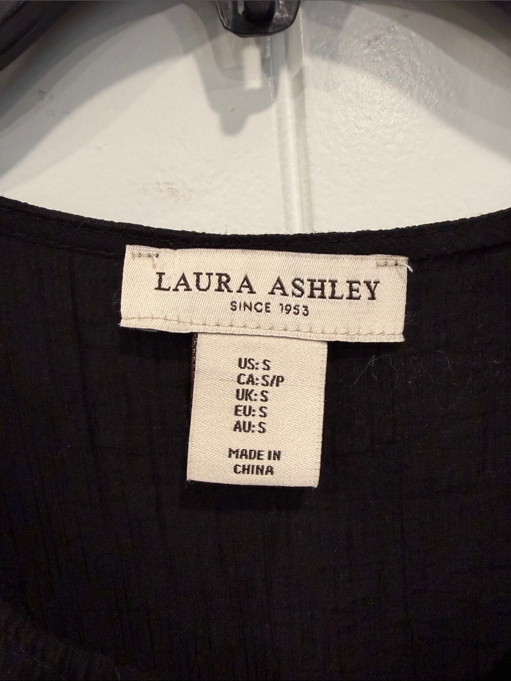 Laura Ashley Black Ruffle Tie-Front Peasant Blouse - Picture 2 of 5